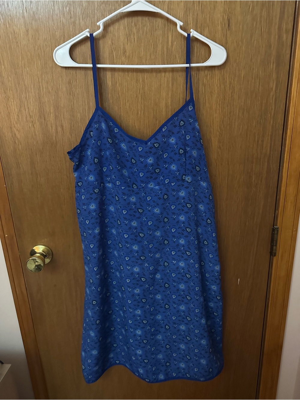 Mint Julep Blue Floral Slip Chemise with Spaghetti Straps